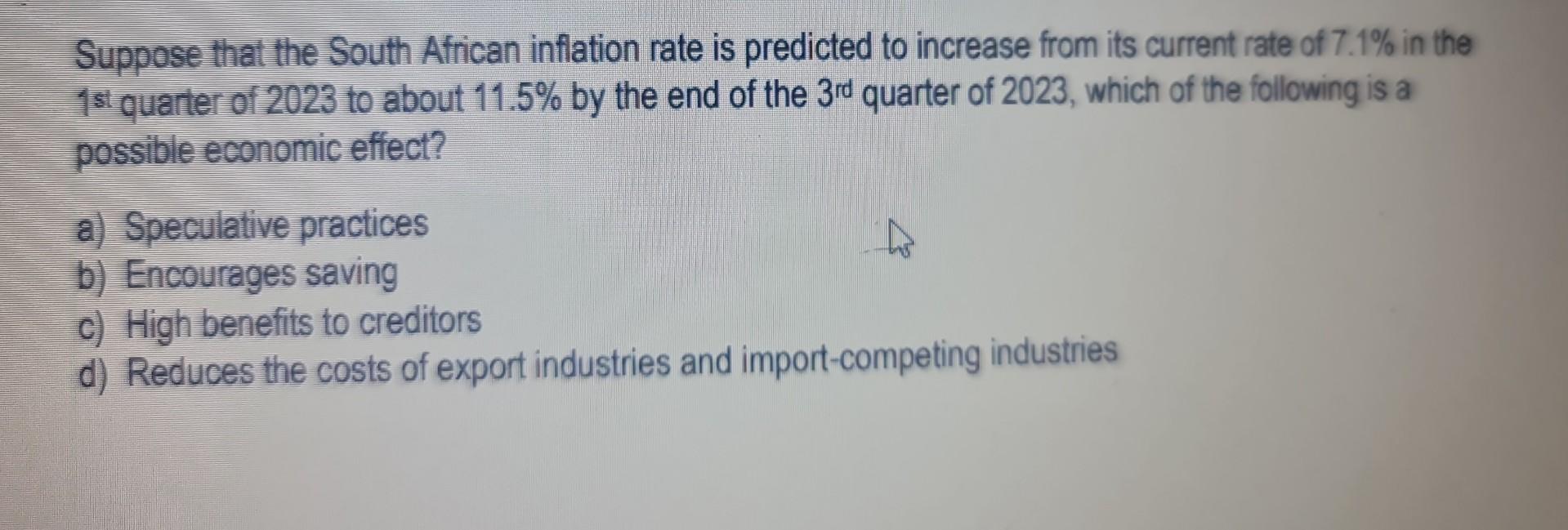 Solved Suppose That The South African Inflation Rate Is | Chegg.com