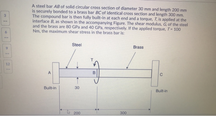 Solved 3 A steel bar AB of solid circular cross section of | Chegg.com