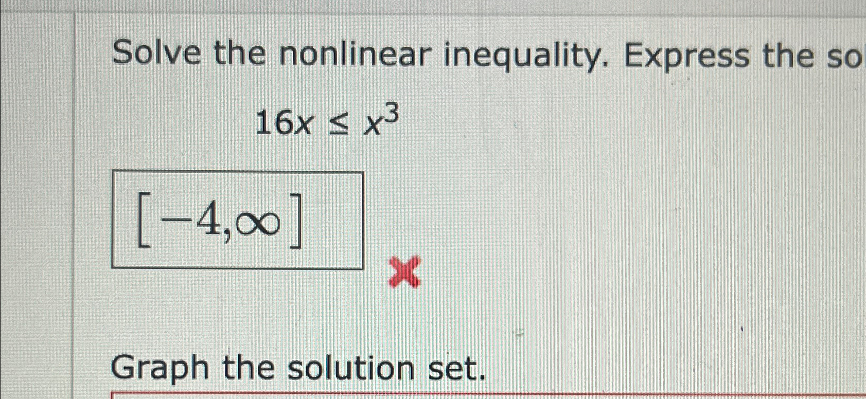 Solved Solve the nonlinear inequality. Express the | Chegg.com