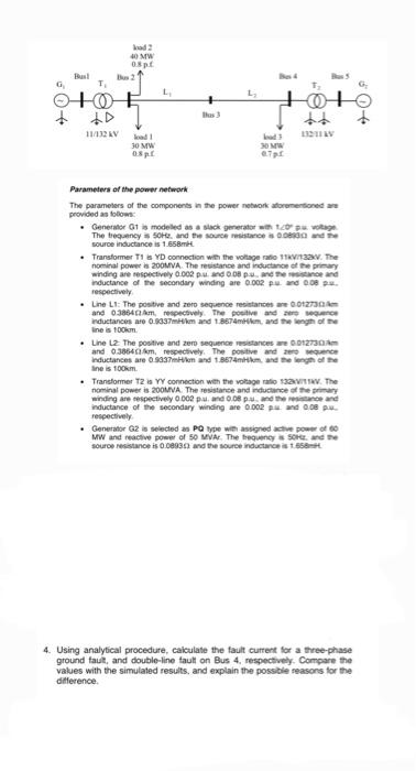 Solved Parameters of the power network The paramelers of the | Chegg.com