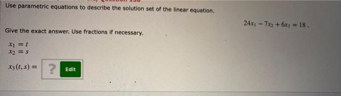Solved Use parametric equations to describe the solution set | Chegg.com