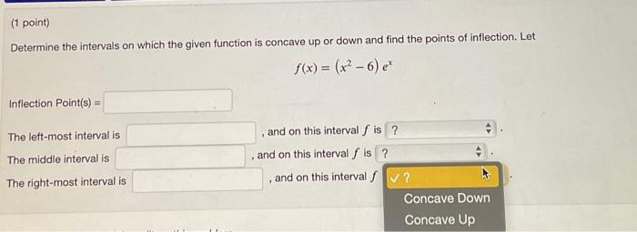 Solved Determine the intervals on which the given function | Chegg.com
