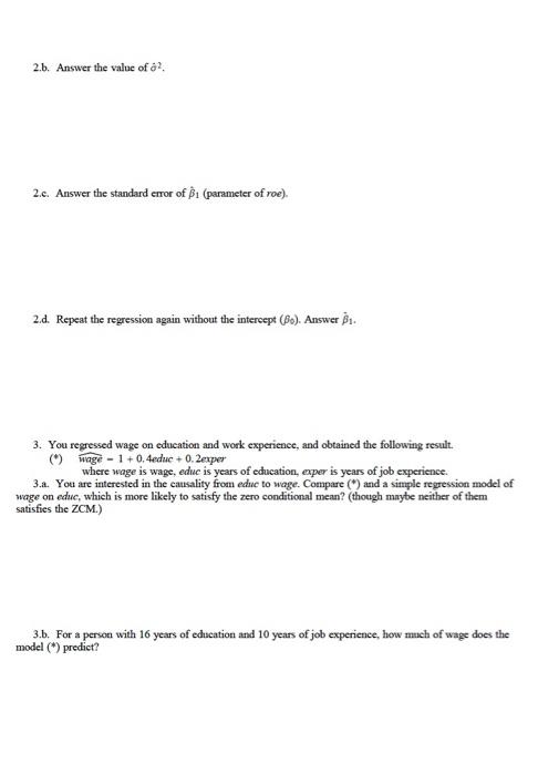 Solved 1. You did an OLS regression on a simple linear model | Chegg.com