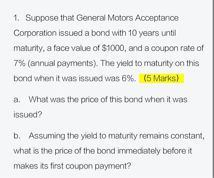 Solved 1. Suppose that General Motors Acceptance Corporation