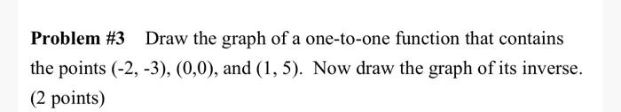 Solved Problem #3 Draw the graph of a one-to-one function | Chegg.com