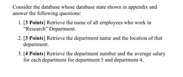 Solved Consider the database whose database state shown in | Chegg.com