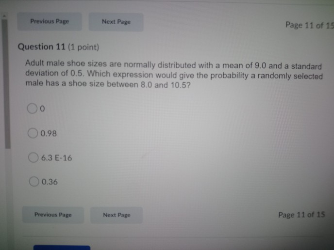 Solved Previous Page Next Page Page 11 of 1 Question 11 (1 | Chegg.com