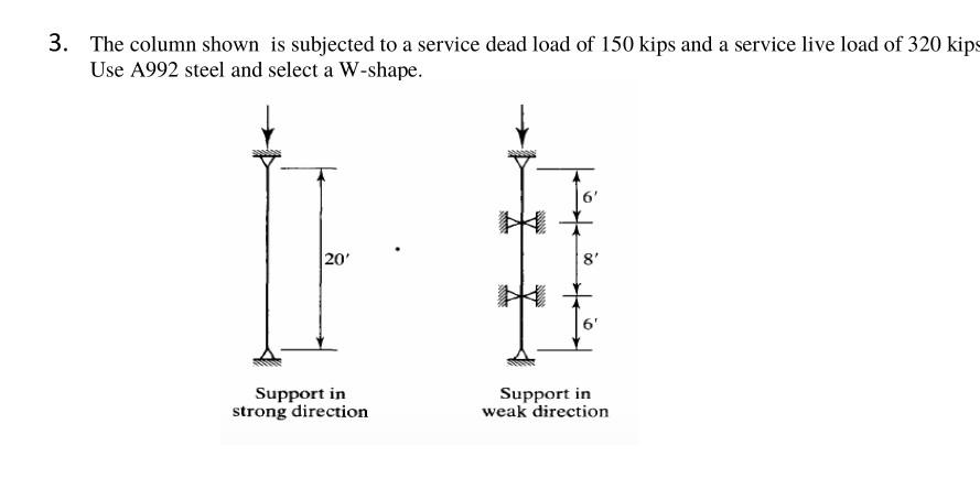 Solved 3. The column shown is subjected to a service dead | Chegg.com