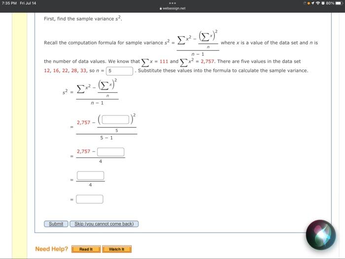 [Solved]: First, find the sample variance s2. Recall the co