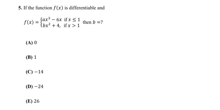 Solved 5. If The Function F(x) Is Differentiable And F(x) = | Chegg.com