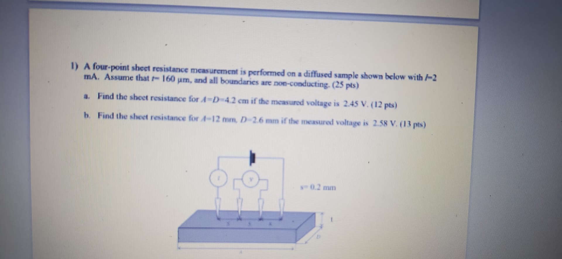 Solved A four-point sheet resistance measurement is | Chegg.com