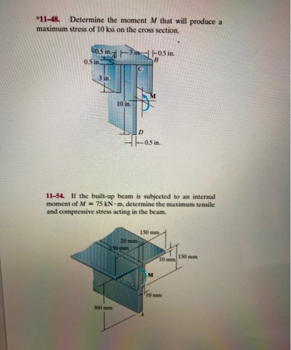 Solved *11-48. Determine the moment M that will produce a | Chegg.com