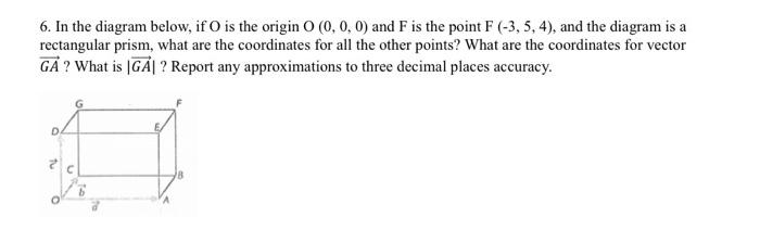 Solved 6. In the diagram below, if O is the origin O(0,0,0) | Chegg.com