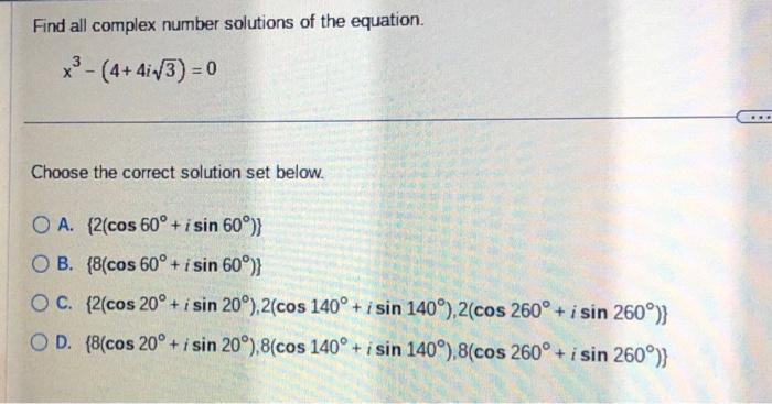 Solved Find all complex number solutions of the equation. | Chegg.com