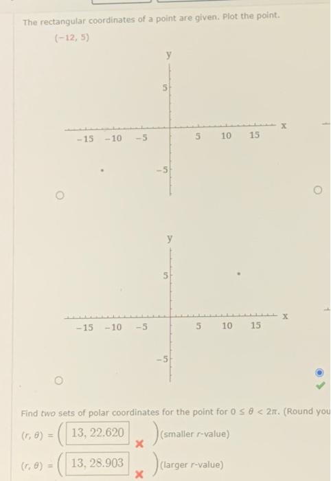 Solved The rectangular coordinates of a point are given. | Chegg.com