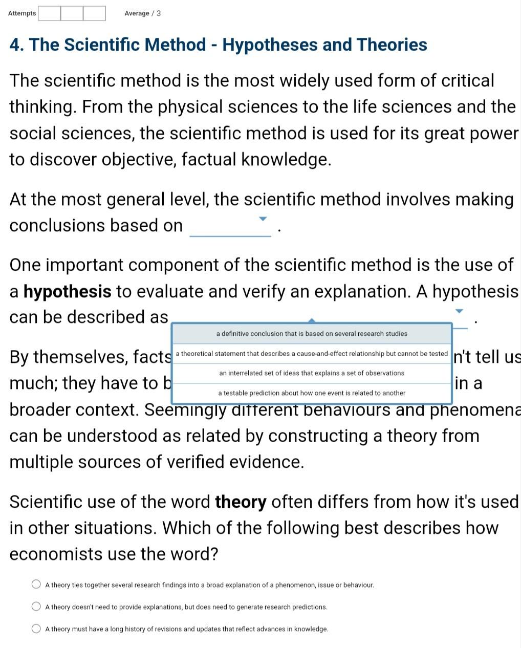 Solved 4. The Scientific Method - Hypotheses and Iheories | Chegg.com