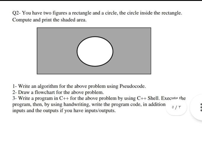 Solved Q2- You have two figures a rectangle and a circle, | Chegg.com