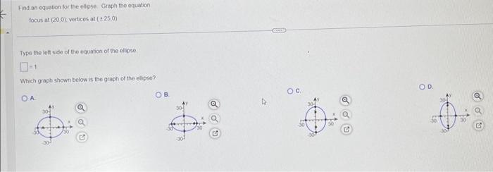 Solved Find an equation for the ellose Graph the oquation | Chegg.com
