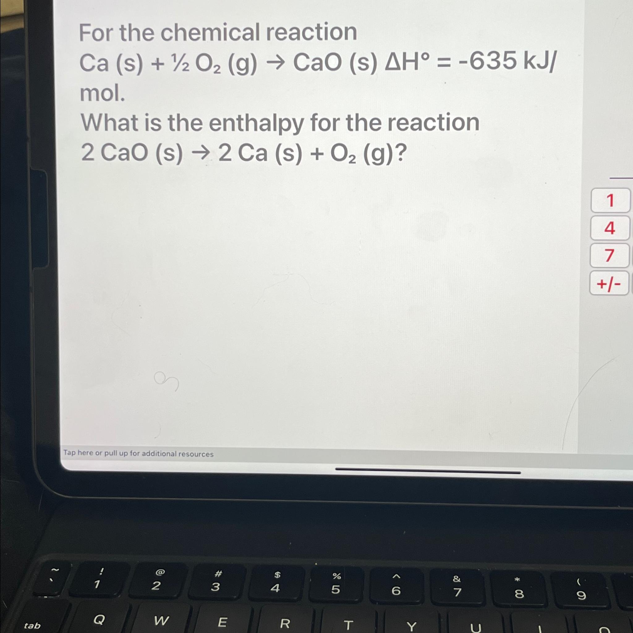 Solved For the chemical reactionCa(s)+12O2(g)→CaO | Chegg.com