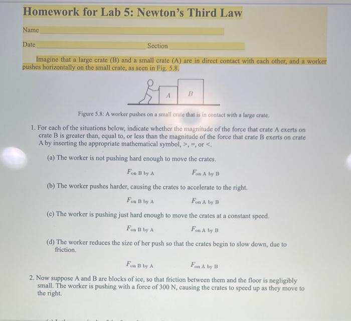 Solved Homework for Lab 5: Newton's Third Law Name Date | Chegg.com