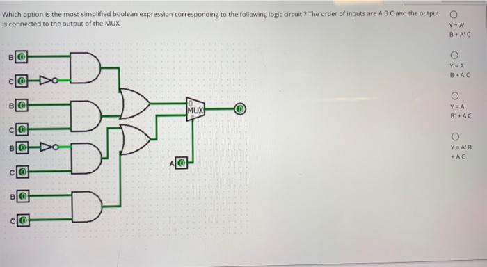 Solved Which option is the most simplified boolean | Chegg.com