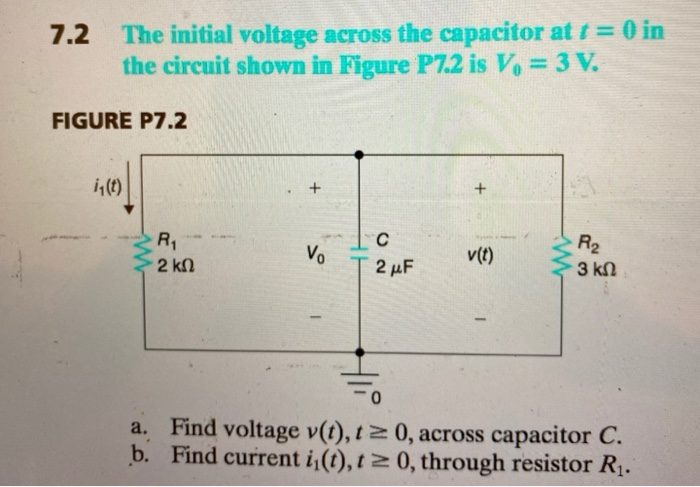 Solved 7.2 The Initial Voltage Across The Capacitor At T = 0 | Chegg.com