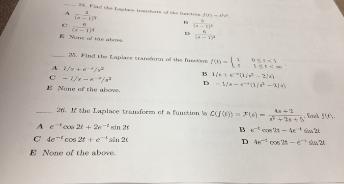 Solved 24 Find The Laplace Transform Of The Function F T Chegg Com