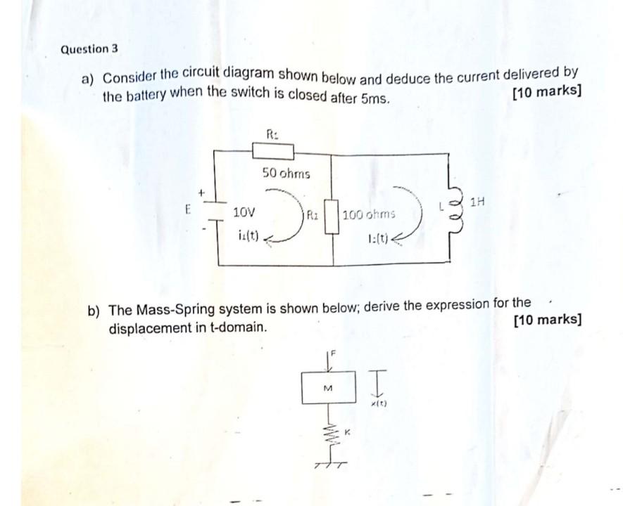 Solved a) Consider the circuit diagram shown below and | Chegg.com