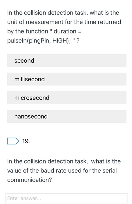 Solved In The Collision Detection Task What Is The Unit Chegg Com