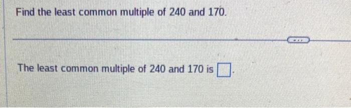 Least Common Multiple Of 240 And 190