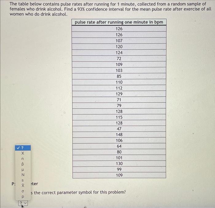 Solved The table below contains pulse rates after running
