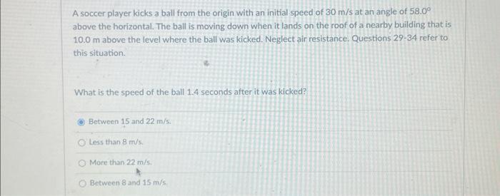 Solved A Soccer Player Kicks A Ball From The Origin With An | Chegg.com