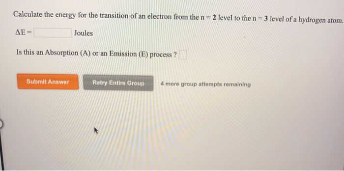 Solved Calculate The Energy For The Transition Of An Elec Chegg Com