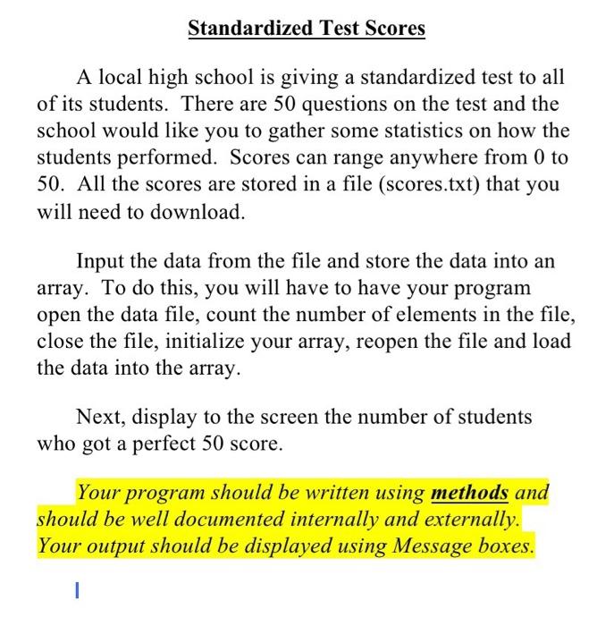 Solved Standardized Test Scores A local high school is | Chegg.com