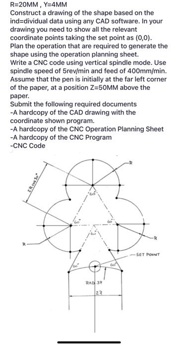 Solved R=20MM,Y=4MM Construct a drawing of the shape based | Chegg.com