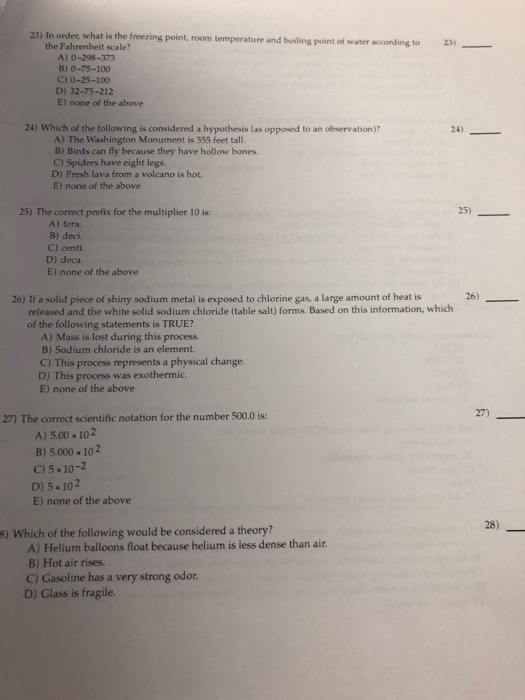 Solved 23 23 In Order What Is The Freezing Point Room