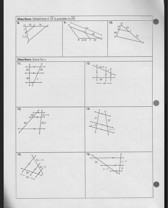 Solved Directions: Determine if ST is parallel to PR. | Chegg.com