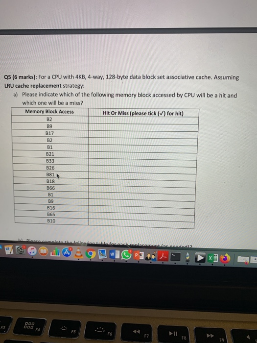 Solved Q5 6 Marks For A Cpu With 4kb 4 Way 128 Byte Chegg Com