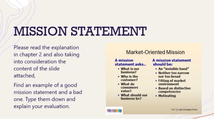 Market Oriented Mission Statement Examples