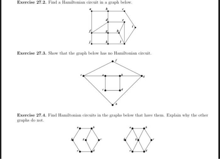 Solved Exercise 27.2. Find a Hamiltonian circuit in a graph | Chegg.com