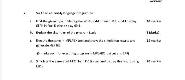 workout 2. Write an assembly language program to (20 | Chegg.com