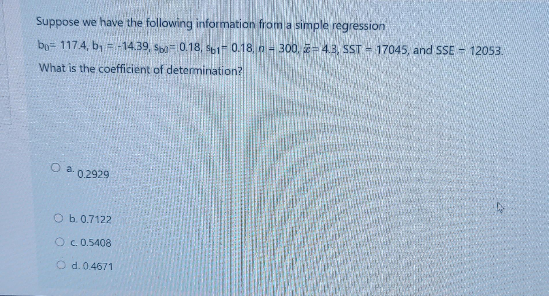 Solved Suppose we have the following information from a | Chegg.com