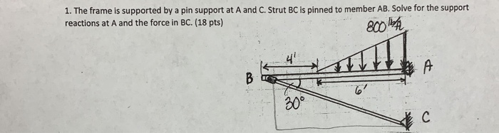 Solved 1. The frame is supported by a pin support at A and | Chegg.com