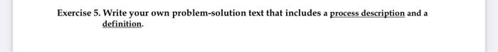 Exercise 5. Write your own problem-solution text that | Chegg.com