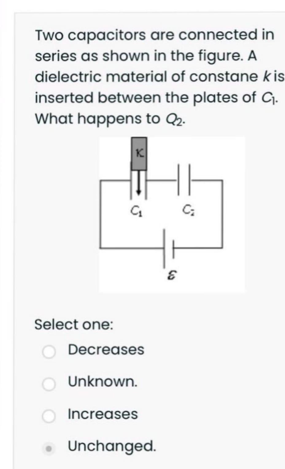 Solved Two capacitors are connected in series as shown in | Chegg.com