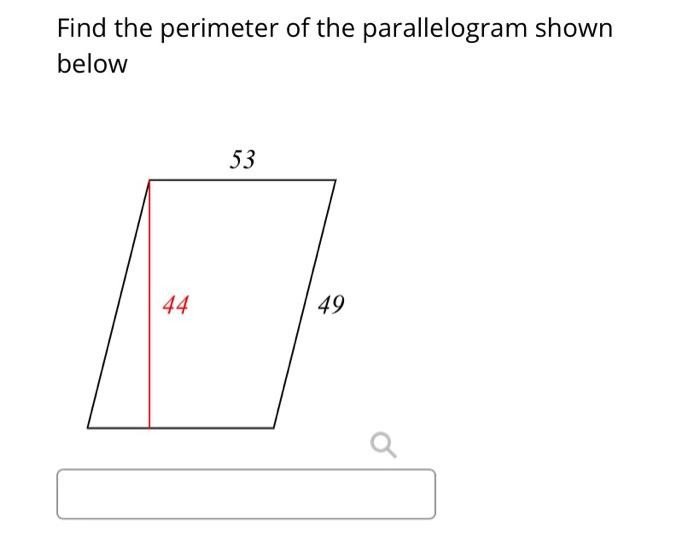 Solved Find The Perimeter Of The Parallelogram Shown Below 9513