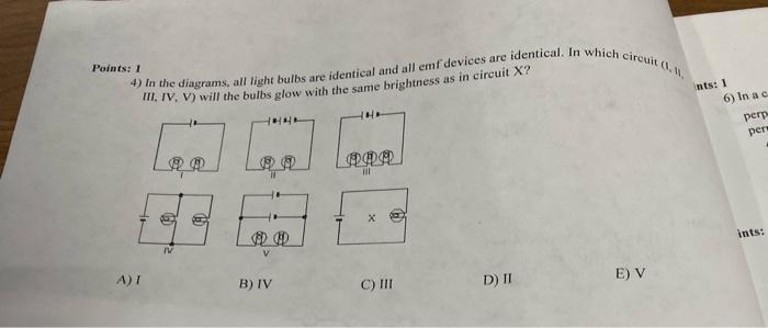 Solved ints: 1 4) In the diagrams, all light bulbs are | Chegg.com