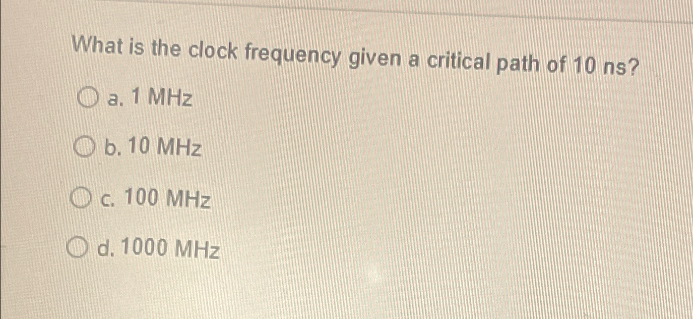 What is the clock frequency given a critical path of | Chegg.com