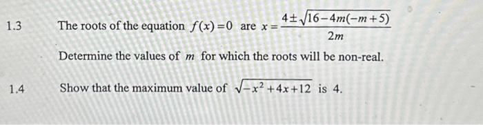 roots of m 2 4m 4