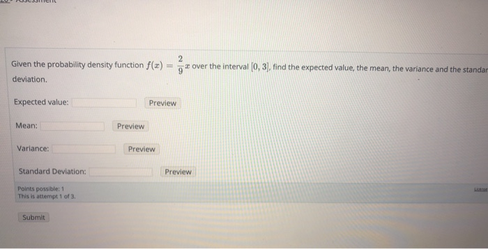Solved :3 Given the probability density function f(x) | Chegg.com